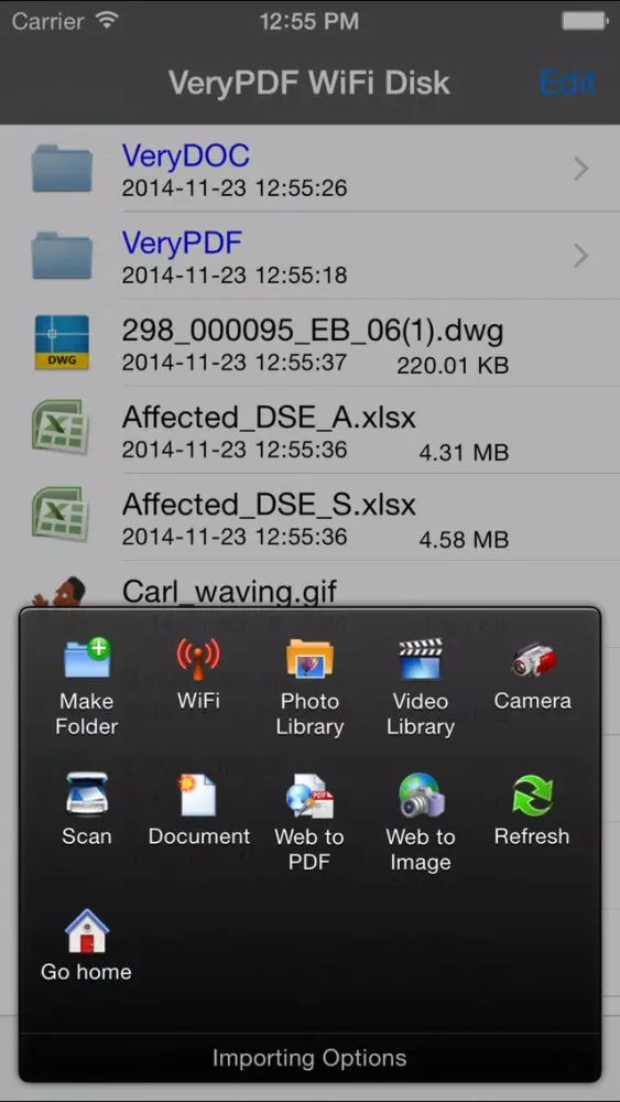 Capturas de tela do VeryPDF WiFi Disk