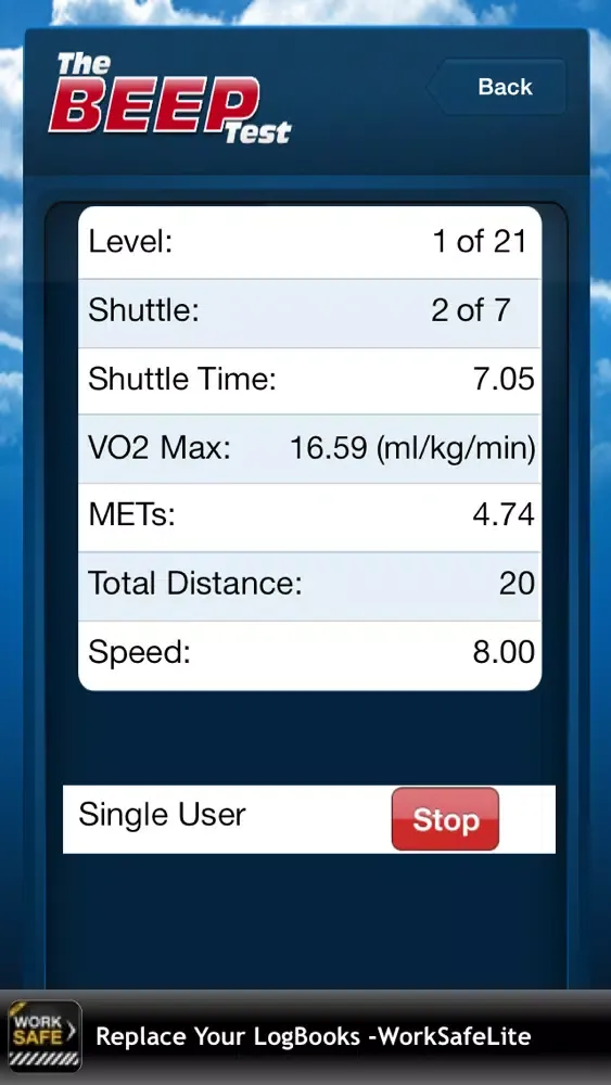 Tangkapan skrin The Beep Test Free