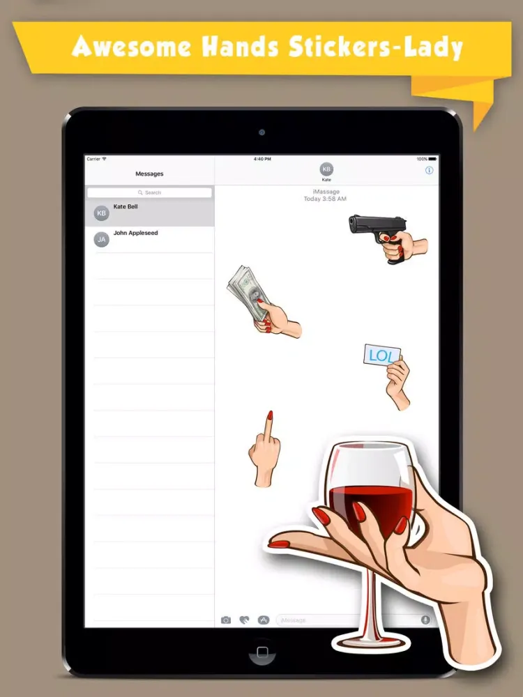 Capturas de pantalla de Awesome Hands Stickers - Lady iPad 