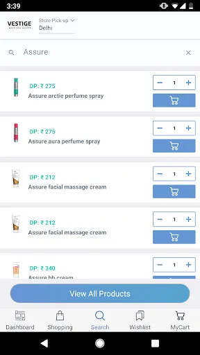Vestige Online Shopping App Screenshots