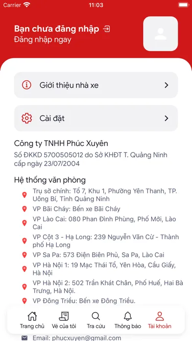 Ảnh chụp màn hình của Phúc Xuyên: Đặt vé xe khách
