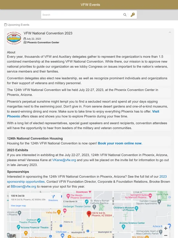 ภาพหน้าจอของ VFW Events iPad 