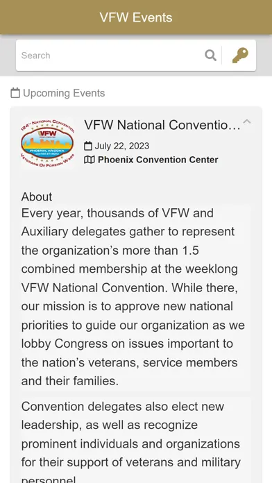 ภาพหน้าจอของ VFW Events