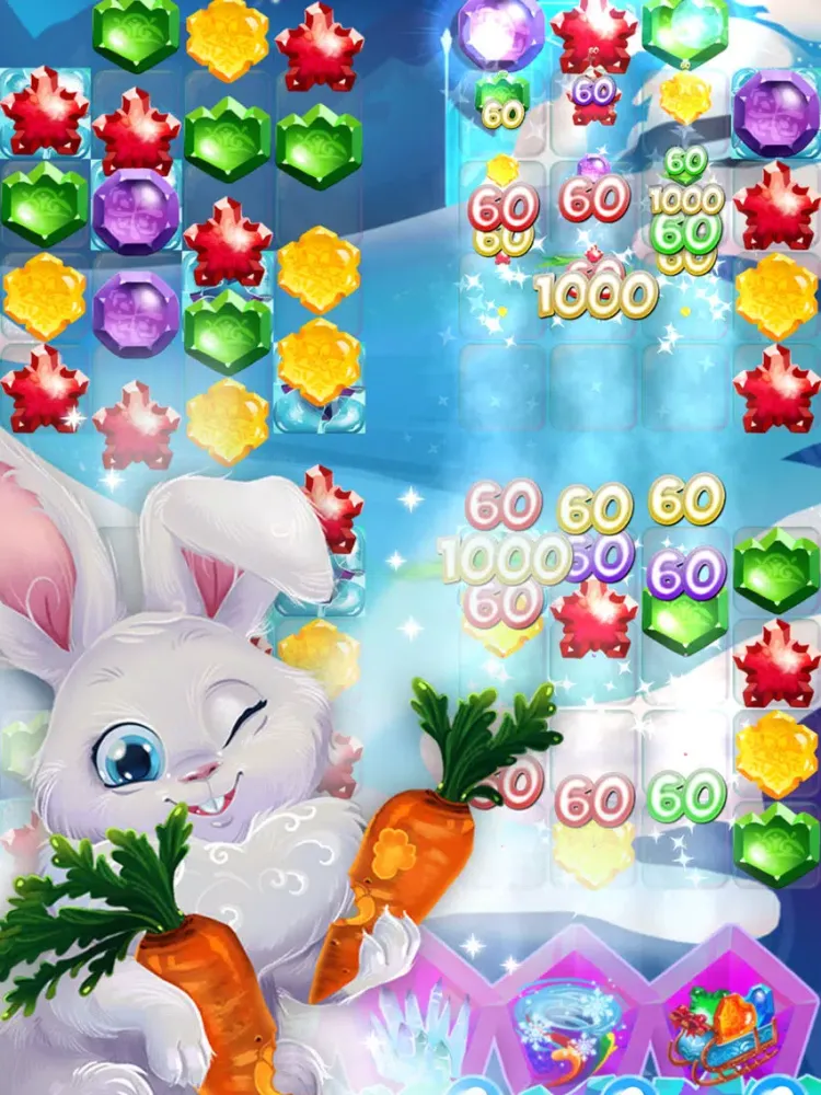 Capturas de tela do Bunny Frozen Jewels Match 3 iPad 