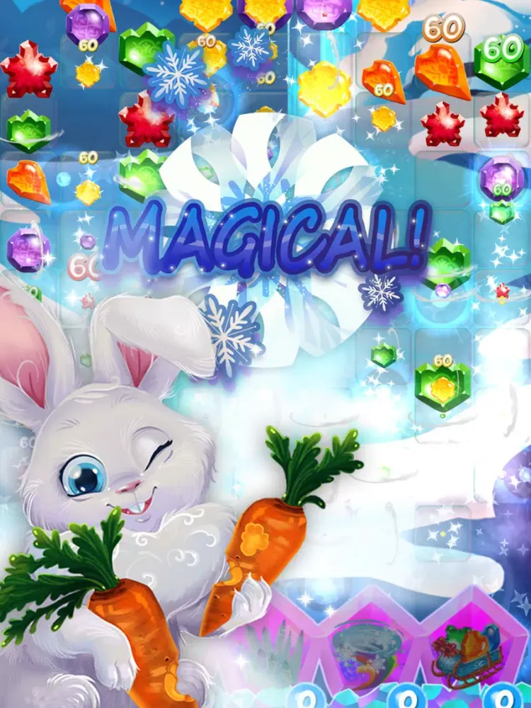 Capturas de tela do Bunny Frozen Jewels Match 3 iPad 