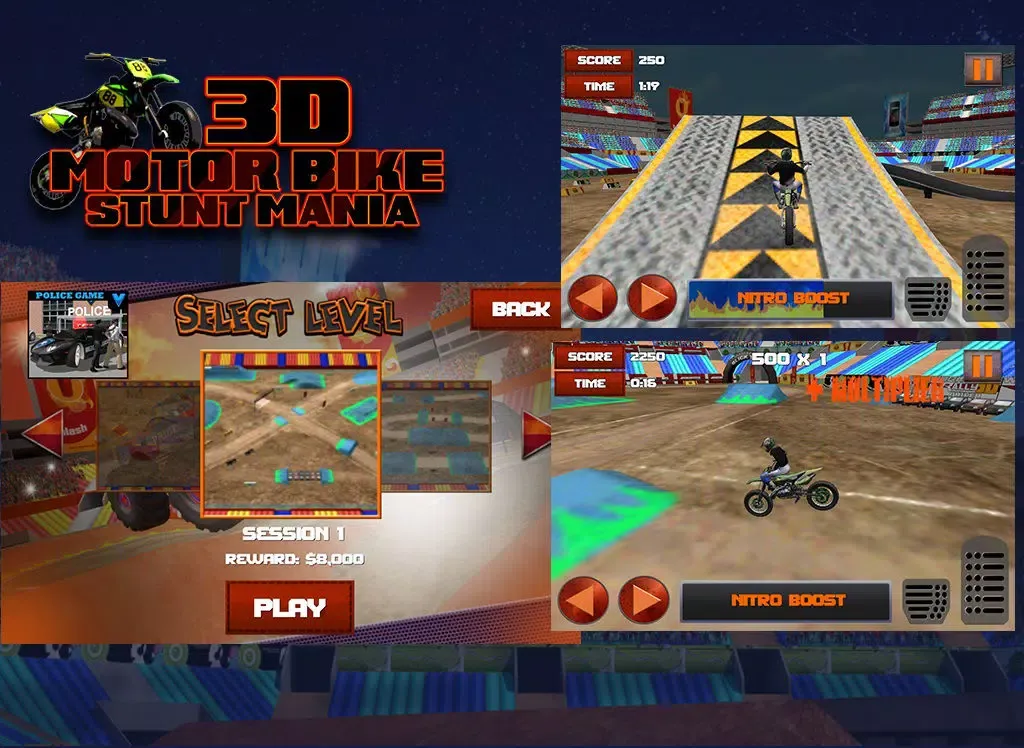 Capturas de pantalla de 3D Motor Bike Stunt Mania iPad 