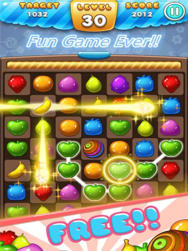 Ảnh chụp màn hình của Ace Fruit Connect Sugar Mania HD 2 - Fruits Link Best Match 3 Puzzle Game Free iPad 