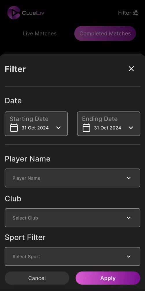 ClubLiv Screenshots