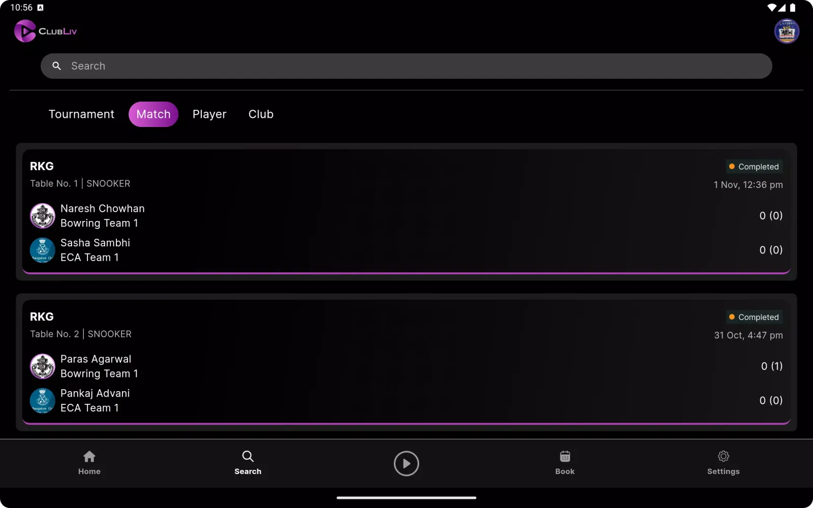 ClubLiv Screenshots