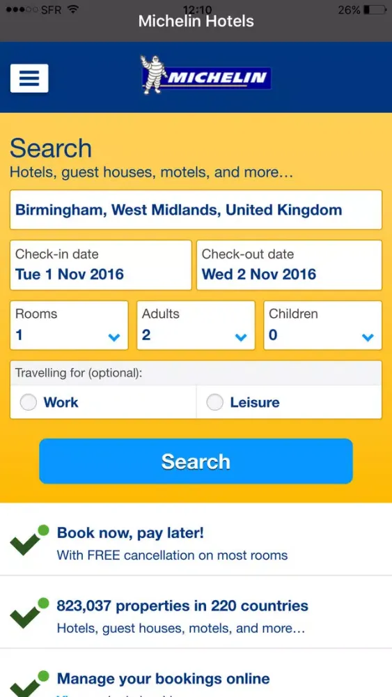 Zrzuty ekranu MICHELIN Hotel: online booking