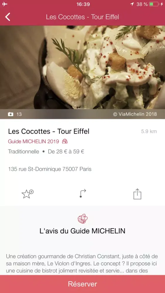 Captures d'écran de MICHELIN Guide Europe 2019