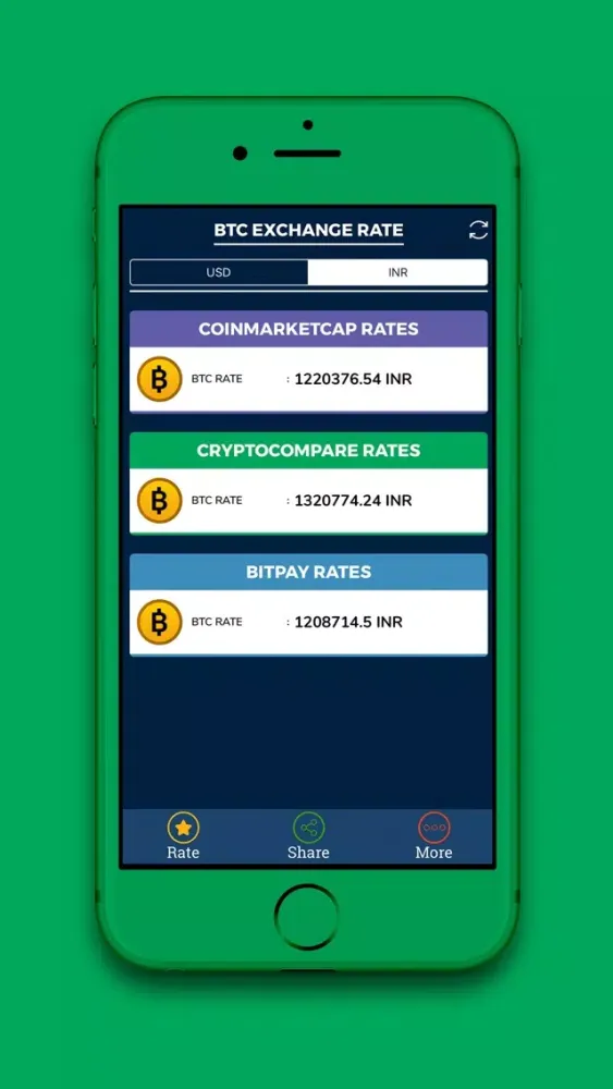 Tangkapan layar Bitcoin Live Rates