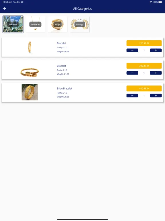 Ảnh chụp màn hình của ICG Jewelry iPad