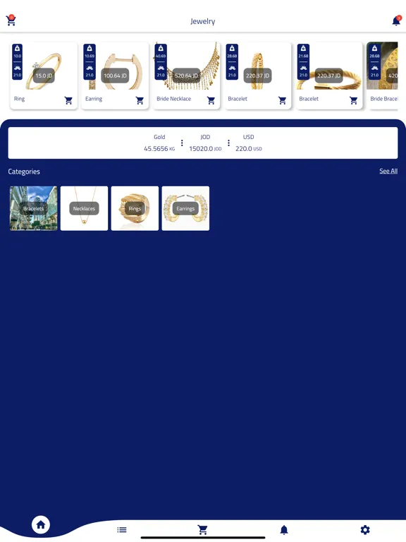 Ảnh chụp màn hình của ICG Jewelry iPad