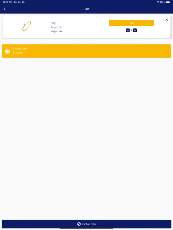 Ảnh chụp màn hình của ICG Jewelry iPad