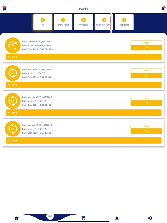 Ảnh chụp màn hình của ICG Jewelry iPad