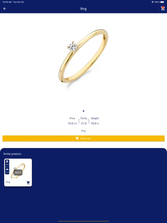 Ảnh chụp màn hình của ICG Jewelry iPad