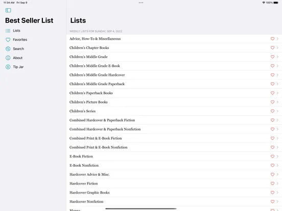 Ảnh chụp màn hình của The Best Seller List iPad 