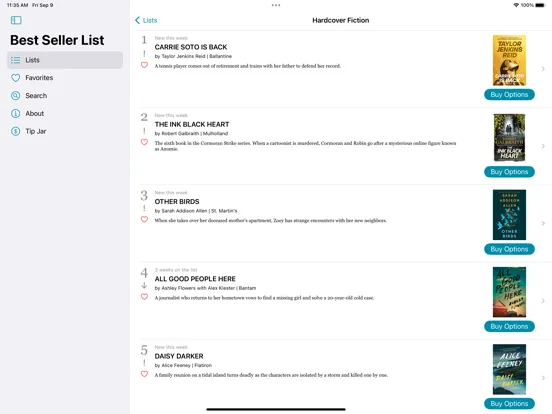 Ảnh chụp màn hình của The Best Seller List iPad 