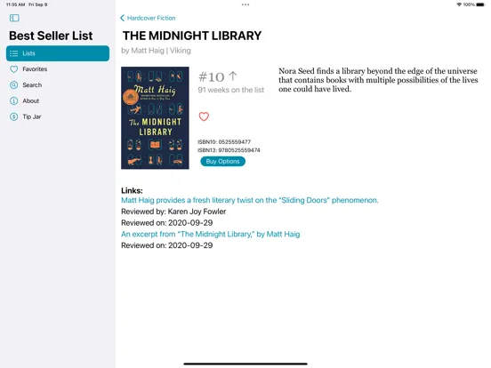 Ảnh chụp màn hình của The Best Seller List iPad 