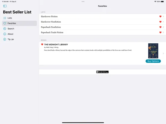 Ảnh chụp màn hình của The Best Seller List iPad 
