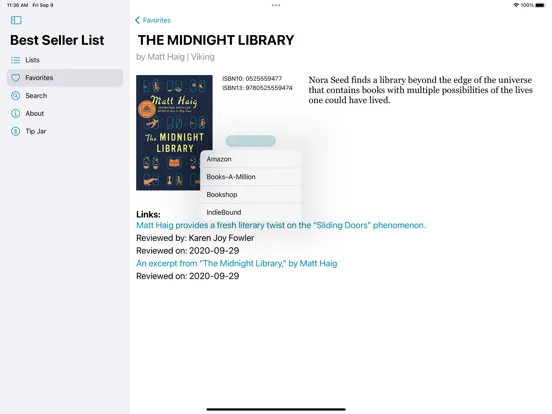 Ảnh chụp màn hình của The Best Seller List iPad 
