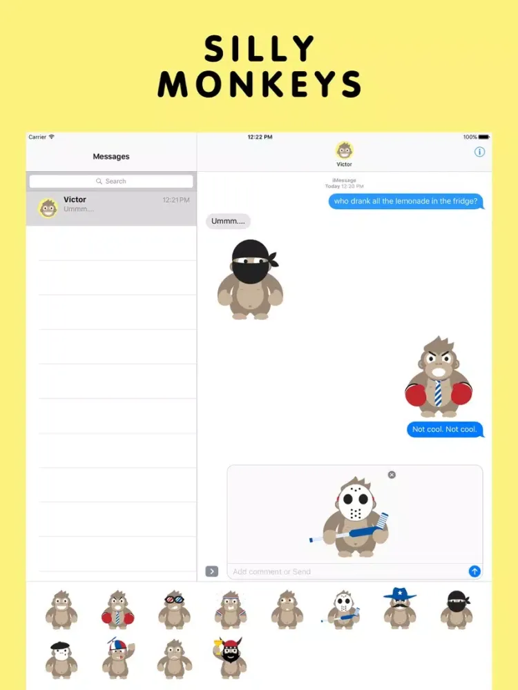 Silly Monkey Stickers iPad  スクリーンショット