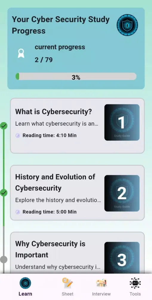Capturas de tela do Cyber Security For Beginners