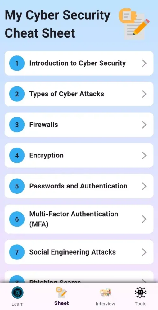 Capturas de tela do Cyber Security For Beginners
