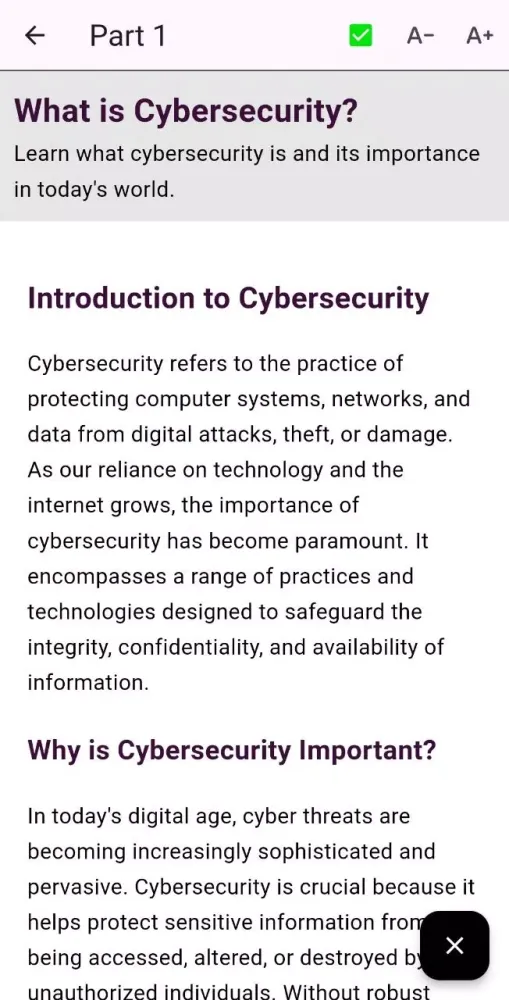 Capturas de tela do Cyber Security For Beginners