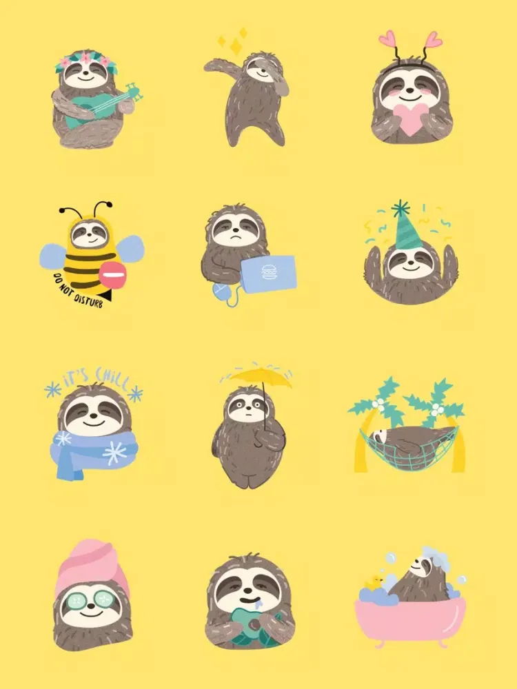 ภาพหน้าจอของ It's a Sloth Life Stickers iPad 
