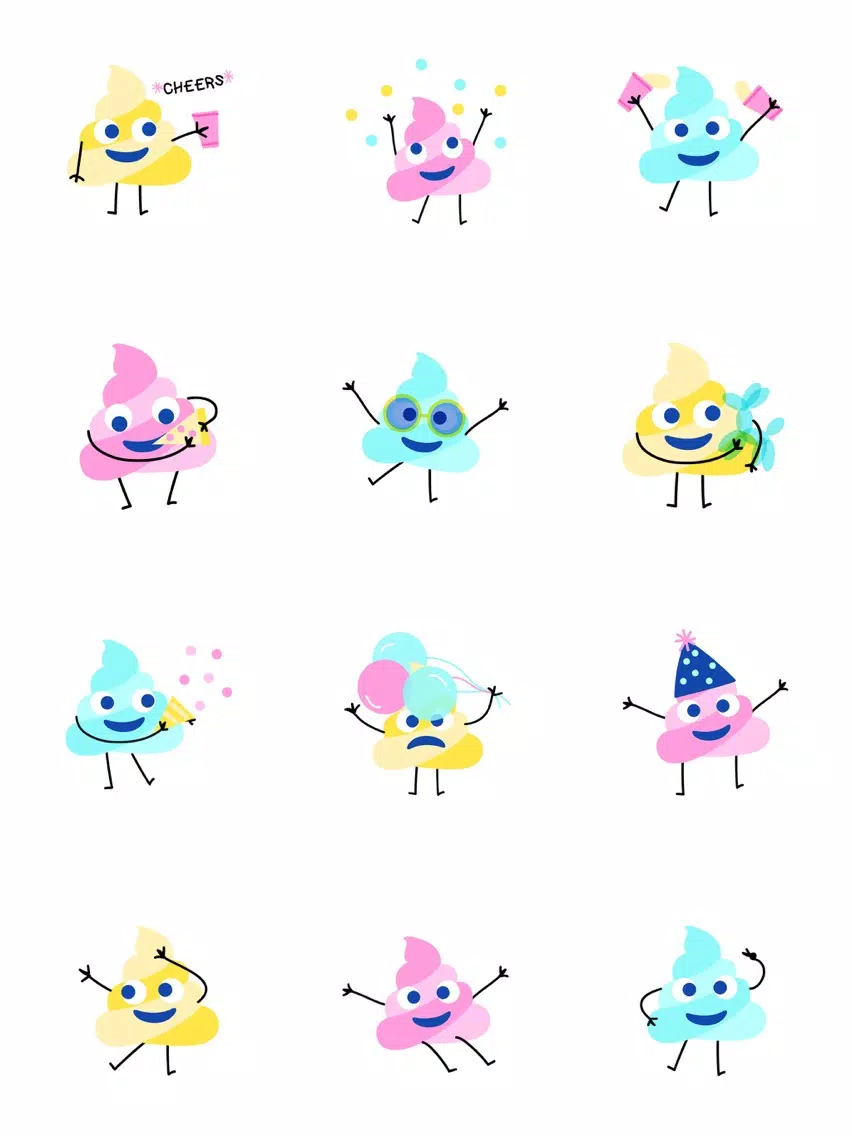 Neon Party Poop Stickers iPad  স্ক্রিনশট