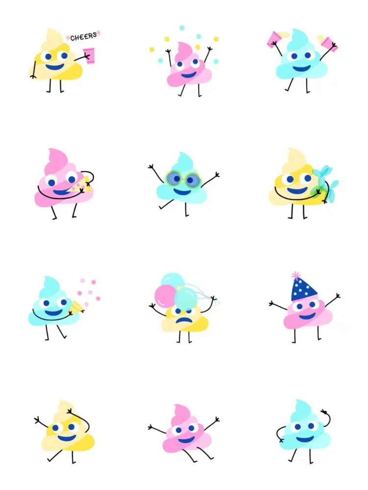 Neon Party Poop Stickers iPad  स्क्रीनशॉट
