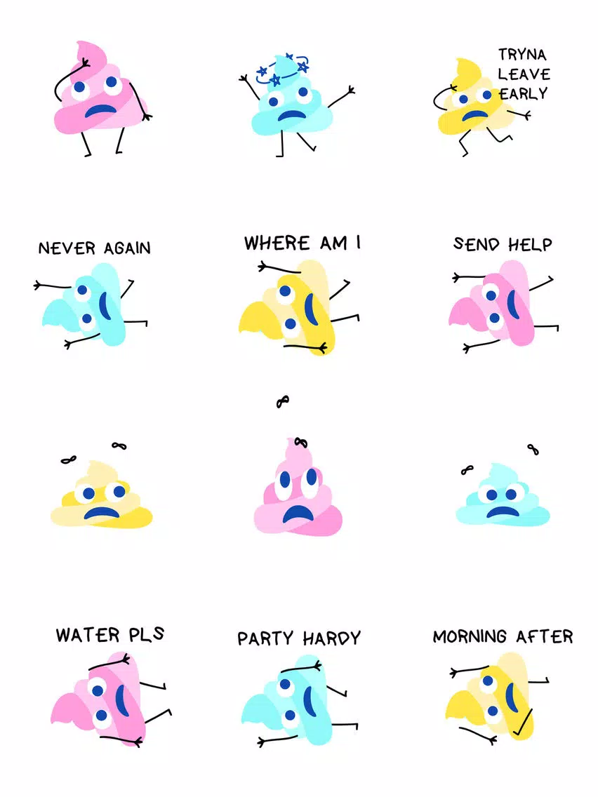 Neon Party Poop Stickers iPad  স্ক্রিনশট