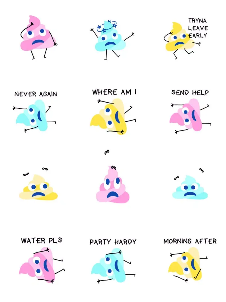 Neon Party Poop Stickers iPad  स्क्रीनशॉट