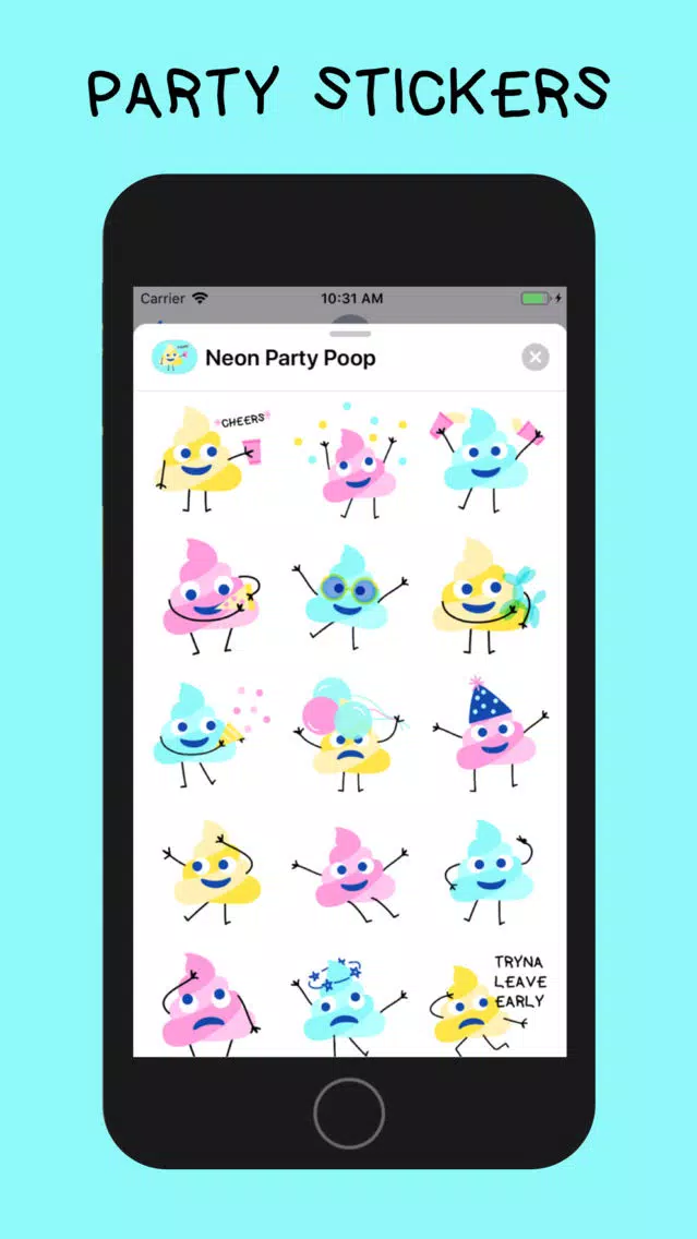 Neon Party Poop Stickers স্ক্রিনশট
