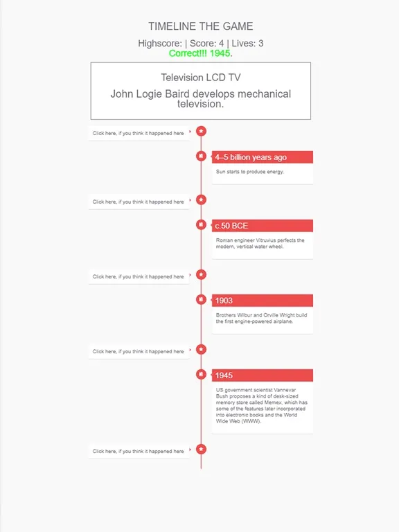 Tangkapan layar Timeline the game iPad 