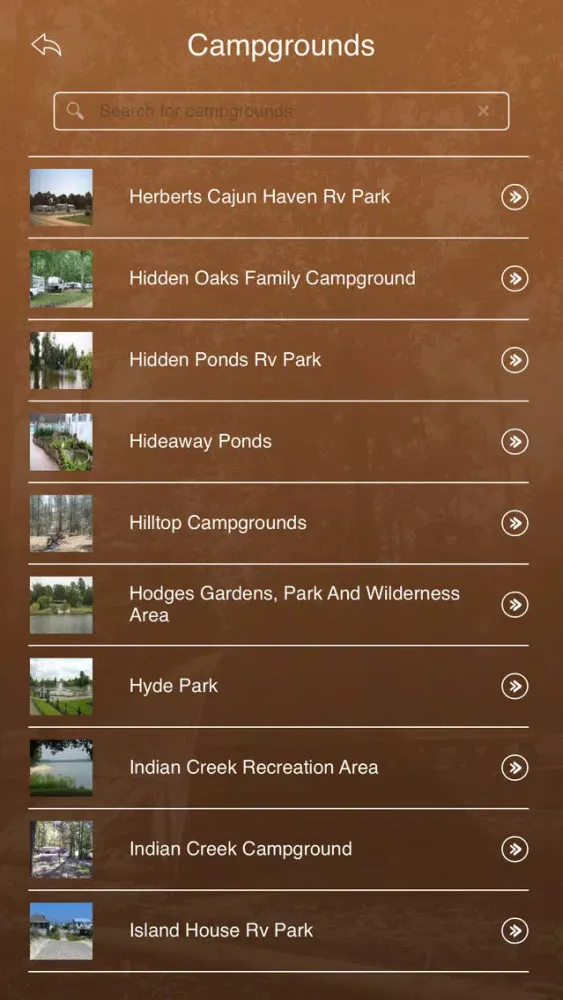 Tangkapan layar Louisiana Camping & RV Parks