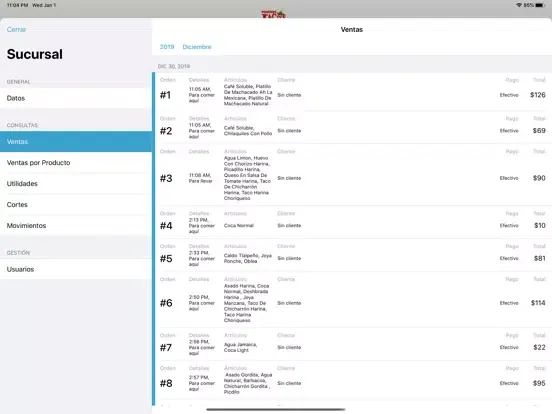 Zrzuty ekranu ONERP Punto de Venta iPad 