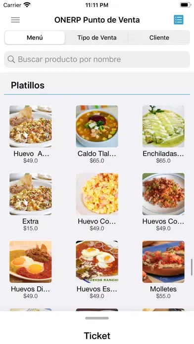 Zrzuty ekranu ONERP Punto de Venta