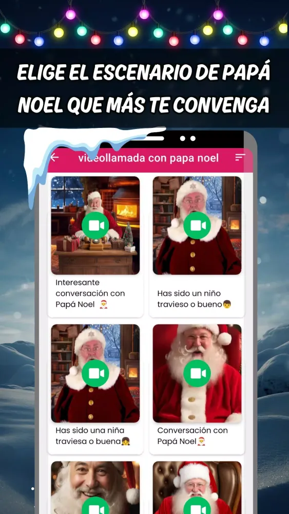Ảnh chụp màn hình của video call santa claus spanish
