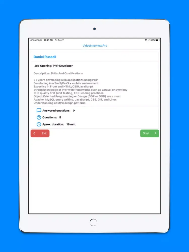 VideoInterviewPRO iPad  Screenshots
