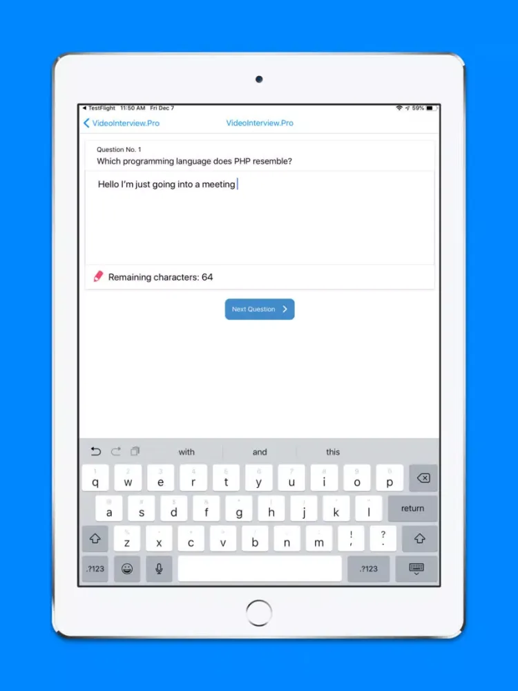 VideoInterviewPRO iPad  Screenshots