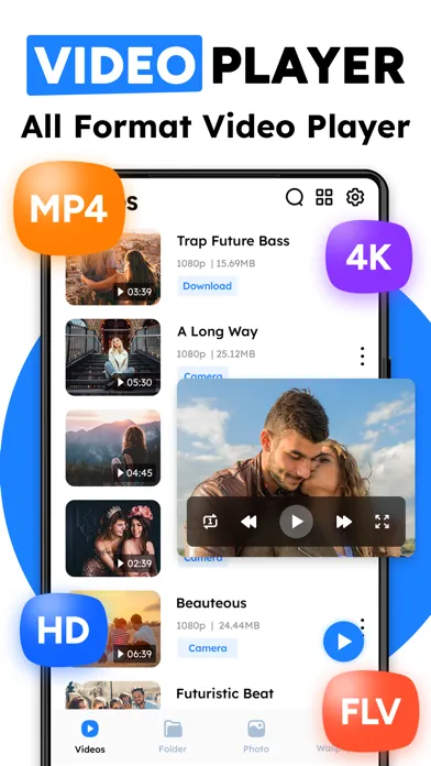 Capturas de tela do video player - HD Video Player