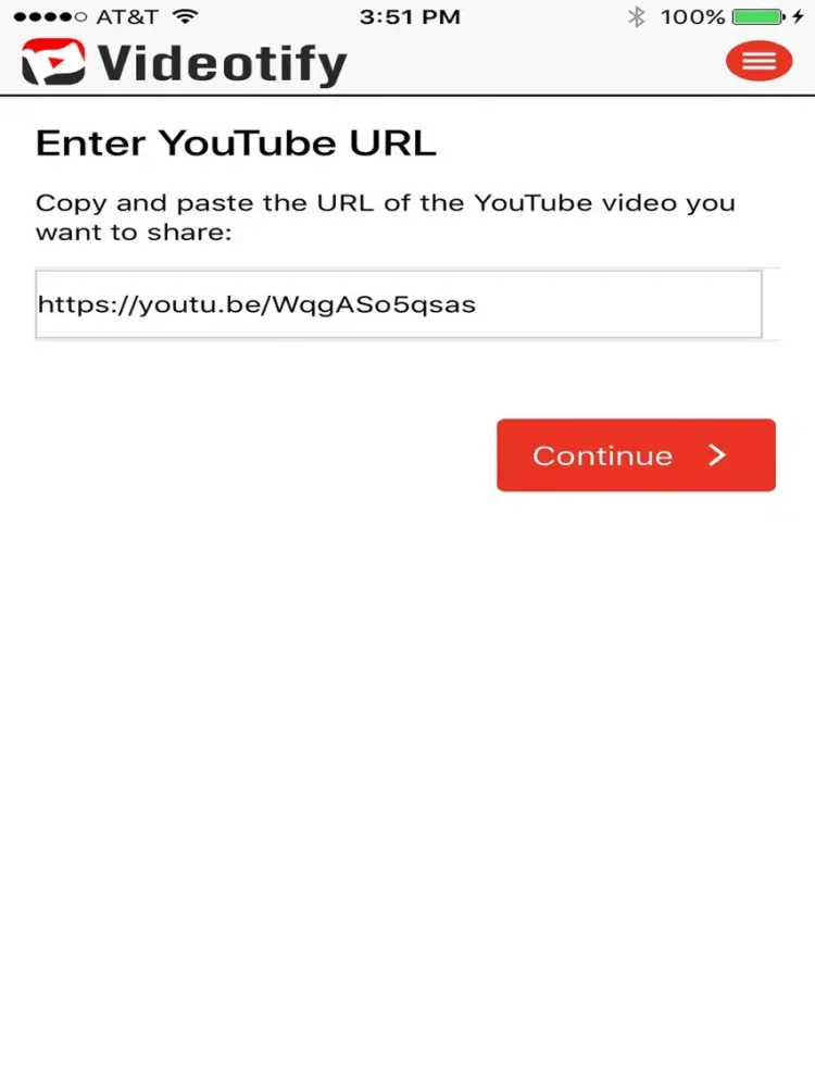 Tangkapan skrin Videotify iPad 