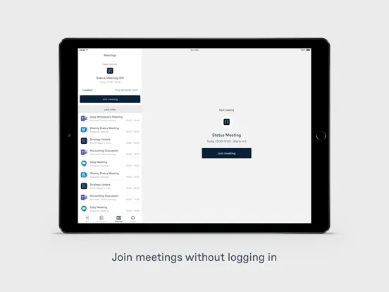 Tangkapan layar Pexip iPad 
