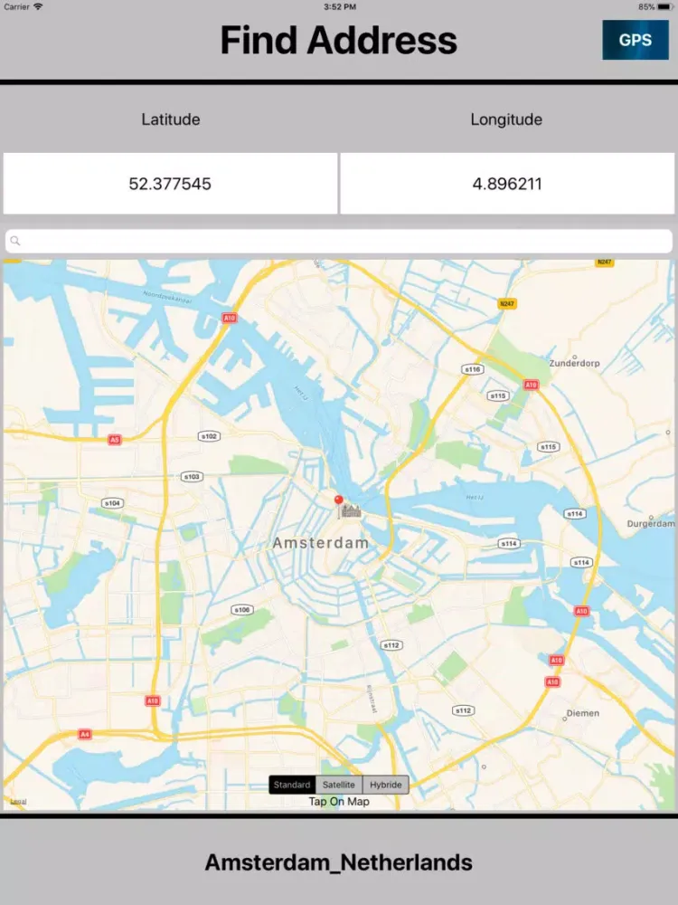Address Locater on Map iPad  Screenshots