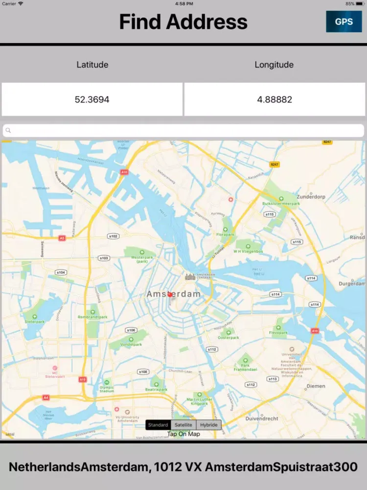 Address Locater on Map iPad  Screenshots