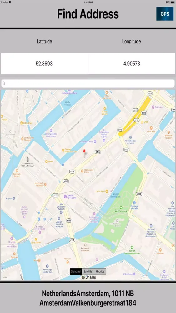 Address Locater on Map Screenshots