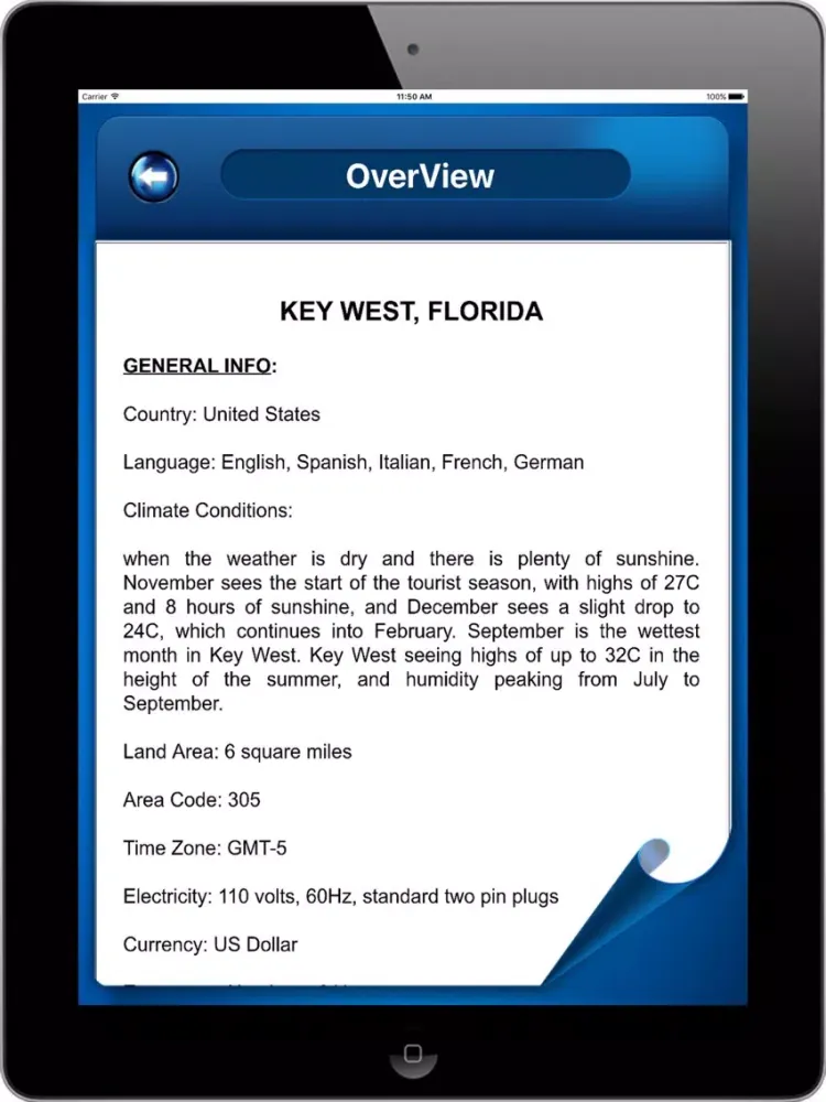 Captures d'écran de Key West Florida - Offline Travel Maps Navigation iPad 